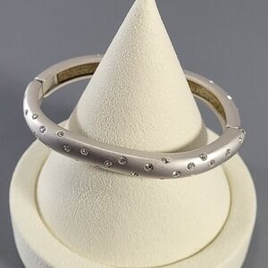 Swarovski Bangle Bracelet‎ Silver Gold Matte Crystal Hinged Oval Jewelry